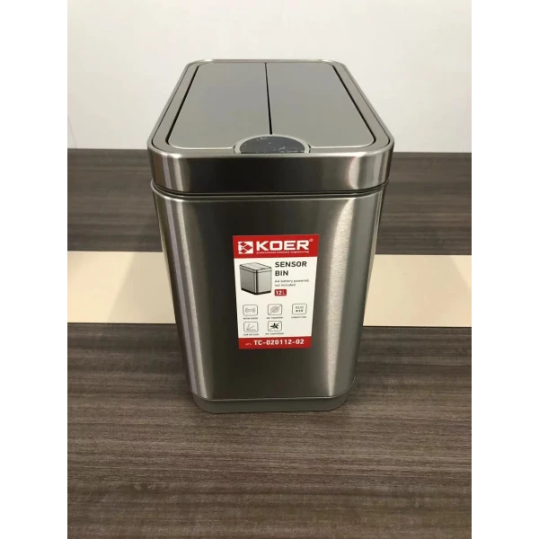 Відро для сміття сенсорне прямокутне Koer TC-020112-02 12 л колір нержавійка (KR5582)