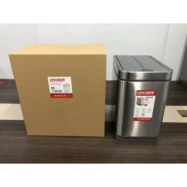 Відро для сміття сенсорне прямокутне Koer TC-020112-02 12 л колір нержавійка (KR5582)