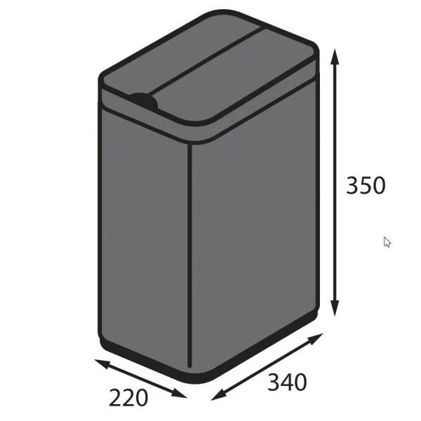 Відро для сміття сенсорне прямокутне Koer TC-020112-07 12 л колір графіт (KR5583)