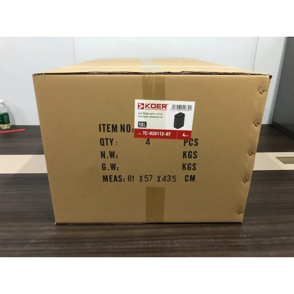 Відро для сміття сенсорне прямокутне Koer TC-020112-07 12 л колір графіт (KR5583)