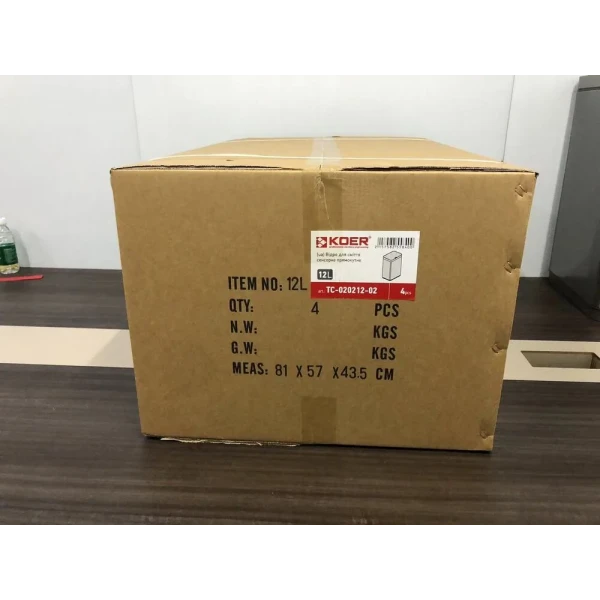 Відро для сміття сенсорне прямокутне Koer TC-020212-02 12 л колір нержавійка (KR5584)