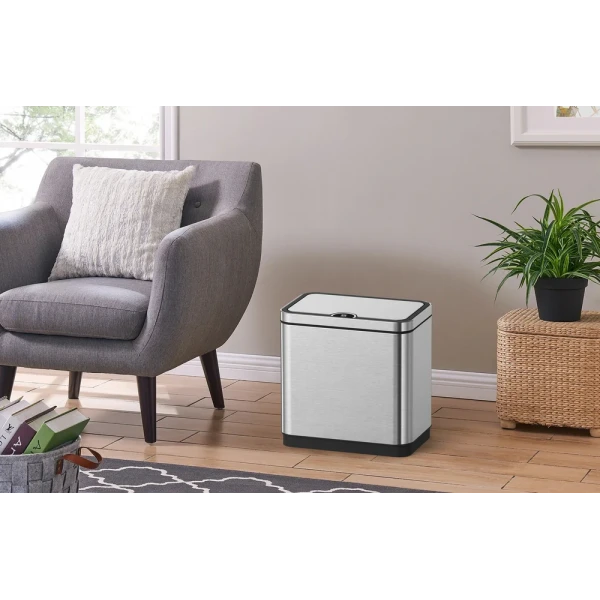 Відро для сміття сенсорне прямокутне Koer TC-020212-02 12 л колір нержавійка (KR5584)