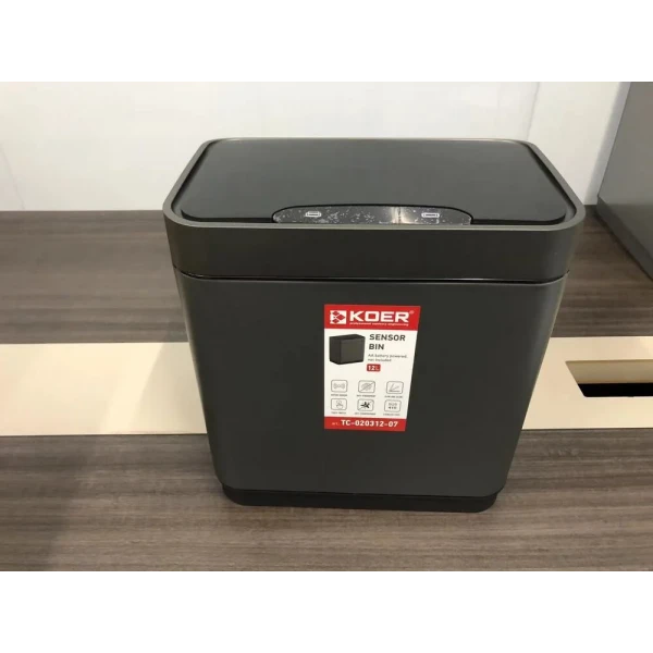 Відро для сміття сенсорне прямокутне Koer TC-020312-07 12 л колір графіт (KR5587)