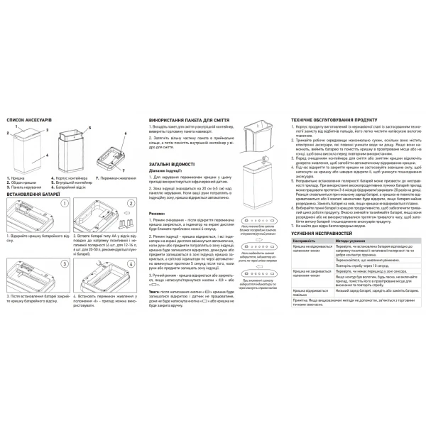 Відро для сміття сенсорне прямокутне Koer TC-020312-07 12 л колір графіт (KR5587)