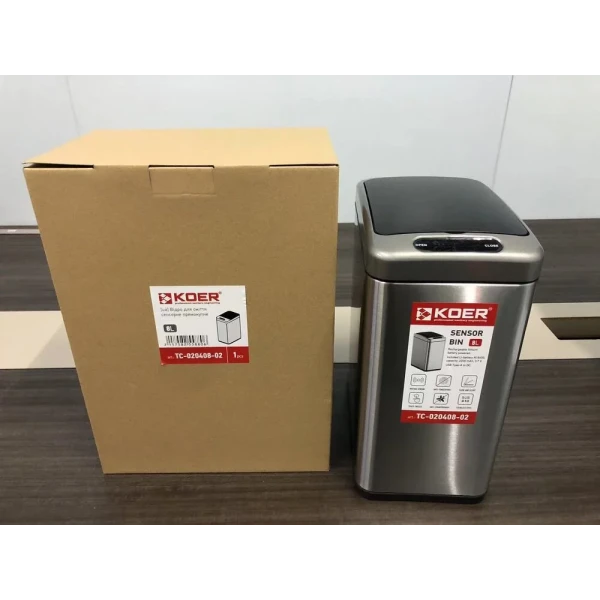 Відро для сміття сенсорне прямокутне Koer TC-020408-02 8 л колір нержавійка (KR5588)