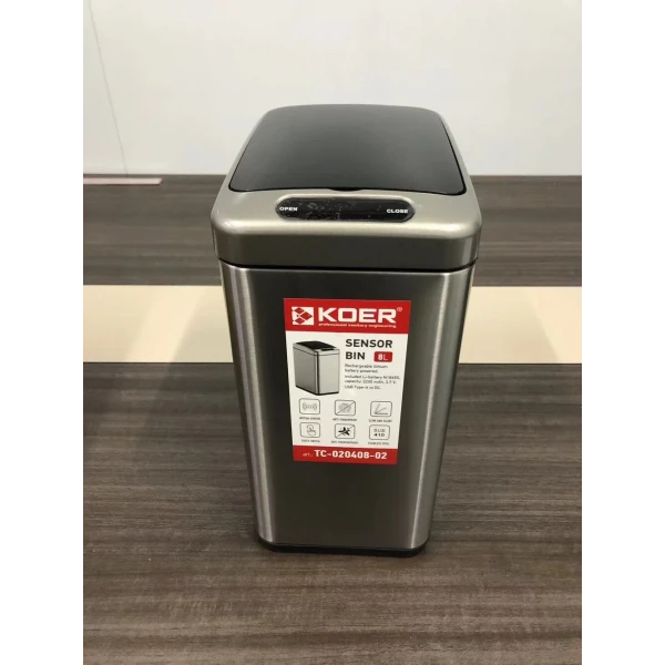 Відро для сміття сенсорне прямокутне Koer TC-020408-02 8 л колір нержавійка (KR5588)