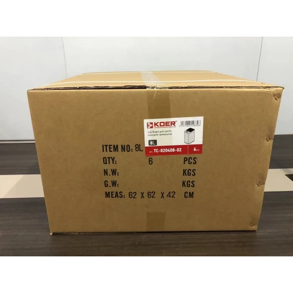 Відро для сміття сенсорне прямокутне Koer TC-020408-02 8 л колір нержавійка (KR5588)