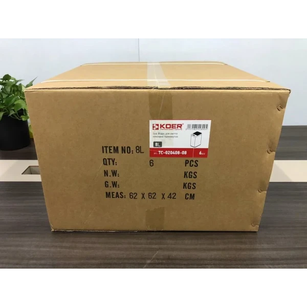 Відро для сміття сенсорне прямокутне Koer TC-020408-08 8 л колір білий (KR5589)