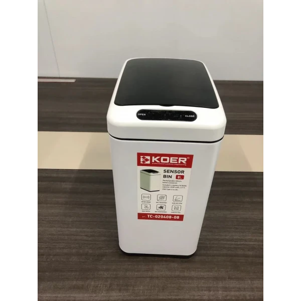 Відро для сміття сенсорне прямокутне Koer TC-020408-08 8 л колір білий (KR5589)