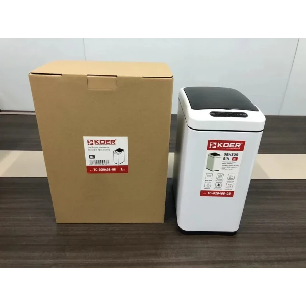 Відро для сміття сенсорне прямокутне Koer TC-020408-08 8 л колір білий (KR5589)