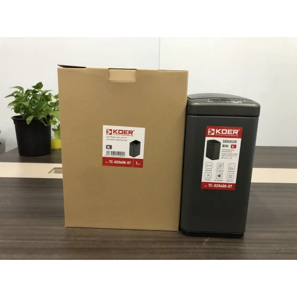 Відро для сміття сенсорне прямокутне Koer TC-020408-07 8 л колір графіт (KR5590)