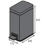Відро для сміття з плавним закриттям прямокутне Koer TC-010108-07 8 л колір графіт (KR5591)