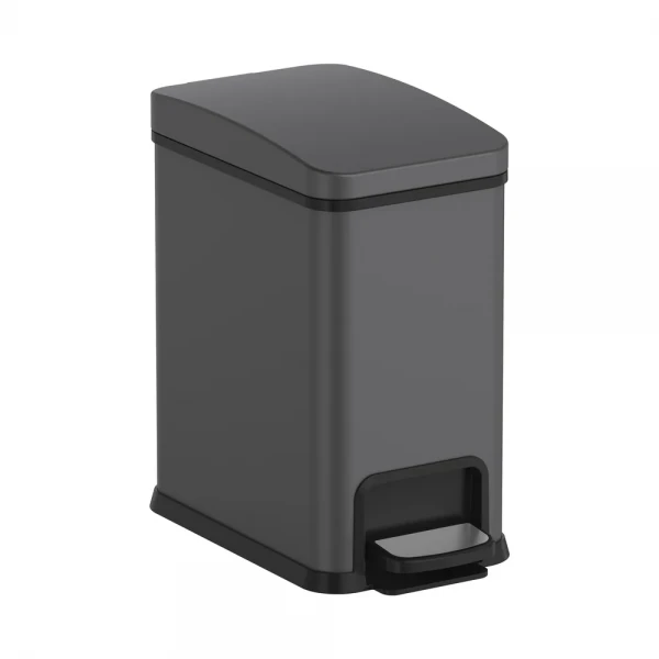 Відро для сміття з плавним закриттям прямокутне Koer TC-010108-07 8 л колір графіт (KR5591)