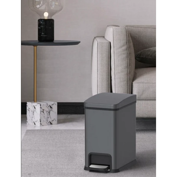 Відро для сміття з плавним закриттям прямокутне Koer TC-010108-07 8 л колір графіт (KR5591)