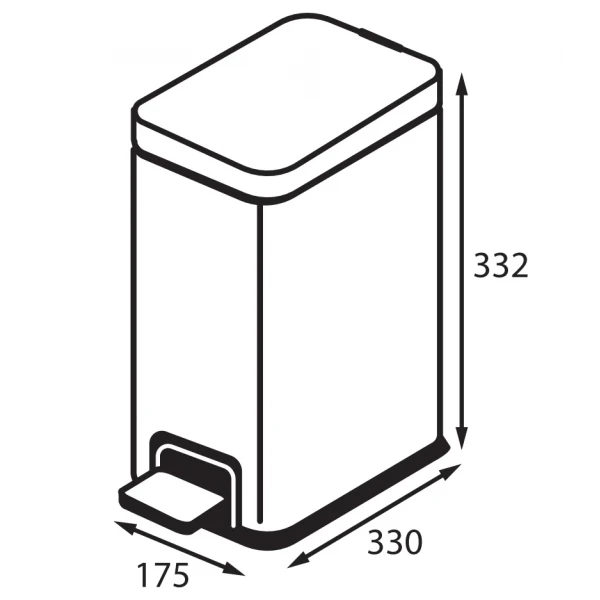 Відро для сміття з плавним закриттям прямокутне Koer TC-010108-08 8 л колір білий (KR5592)
