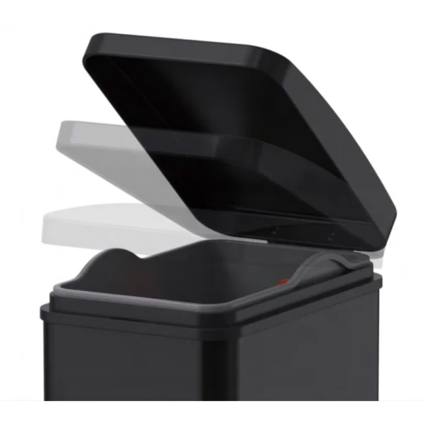 Відро для сміття з плавним закриттям прямокутне Koer TC-010108-05 8 л колір чорний (KR5593)