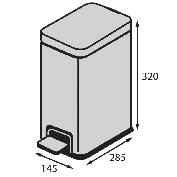 Відро для сміття з плавним закриттям прямокутне Koer TC-010206-02 6 л колір нержавійка (KR5594)