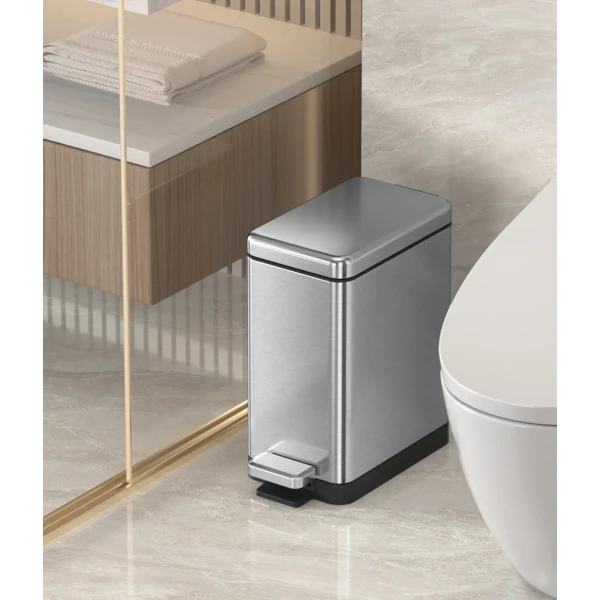 Відро для сміття з плавним закриттям прямокутне Koer TC-010206-02 6 л колір нержавійка (KR5594)