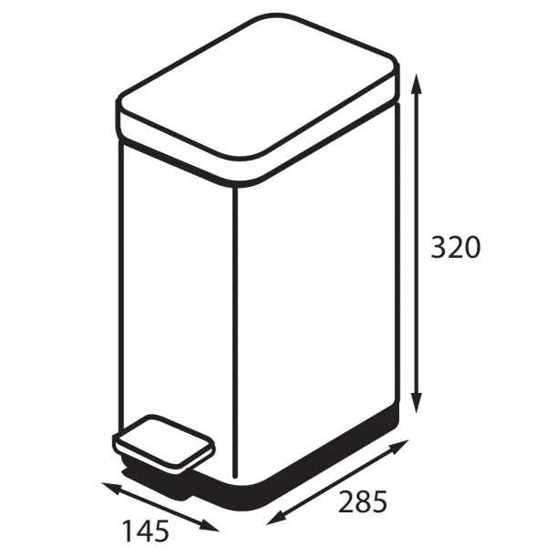 Відро для сміття з плавним закриттям прямокутне Koer TC-010206-08 6 л колір білий (KR5595)