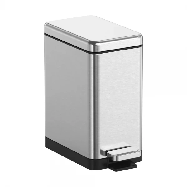 Відро для сміття з плавним закриттям прямокутне Koer TC-010210-02 10 л колір нержавійка (KR5597)