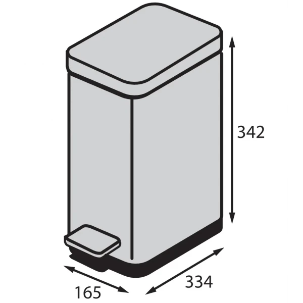 Відро для сміття з плавним закриттям прямокутне Koer TC-010210-02 10 л колір нержавійка (KR5597)