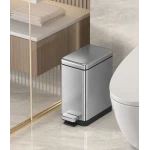 Відро для сміття з плавним закриттям прямокутне Koer TC-010210-02 10 л колір нержавійка (KR5597)