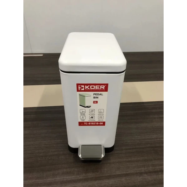 Відро для сміття з плавним закриттям прямокутне Koer TC-010210-08 10 л колір білий (KR5598)