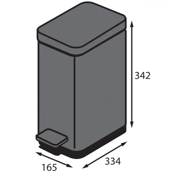 Відро для сміття з плавним закриттям прямокутне Koer TC-010210-07 10 л колір сірий (KR5599)