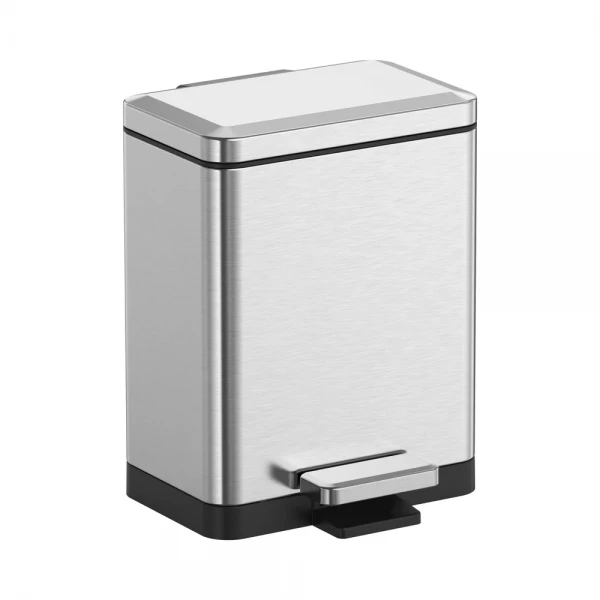 Відро для сміття з плавним закриттям прямокутне Koer TC-010306-02 6 л колір нержавійка (KR5600)