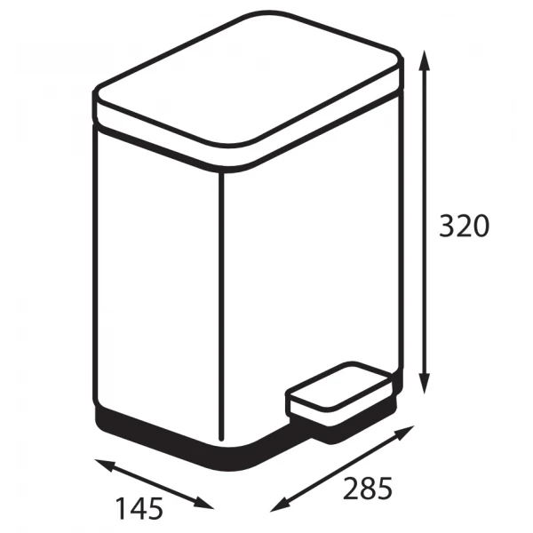 Відро для сміття з плавним закриттям прямокутне Koer TC-010306-08 6 л колір білий (KR5601)