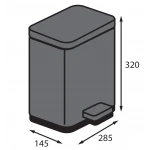 Відро для сміття з плавним закриттям прямокутне Koer TC-010306-07 6 л колір графіт (KR5602)