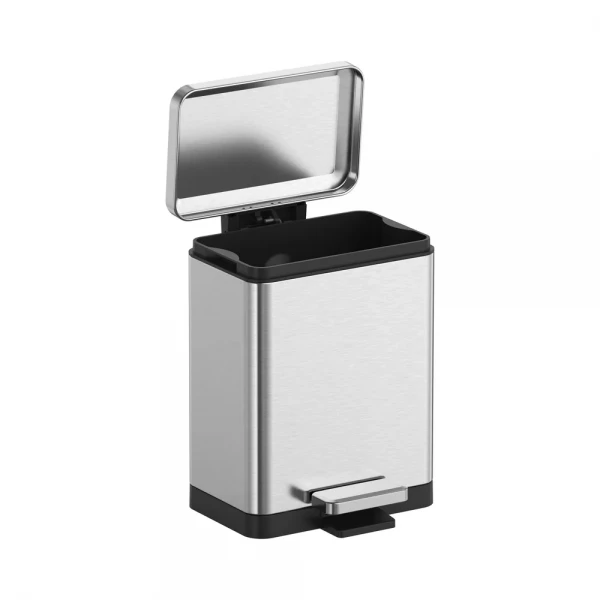 Відро для сміття з плавним закриттям прямокутне Koer TC-010315-02 15 л колір нержавійка (KR5603)