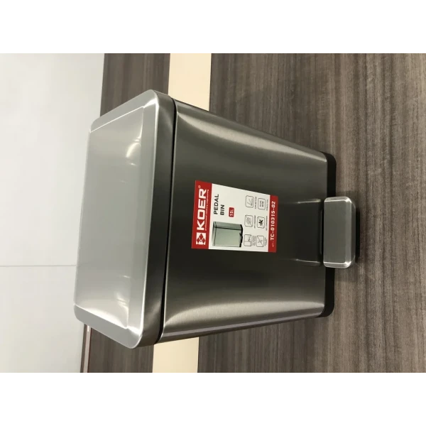 Відро для сміття з плавним закриттям прямокутне Koer TC-010315-02 15 л колір нержавійка (KR5603)