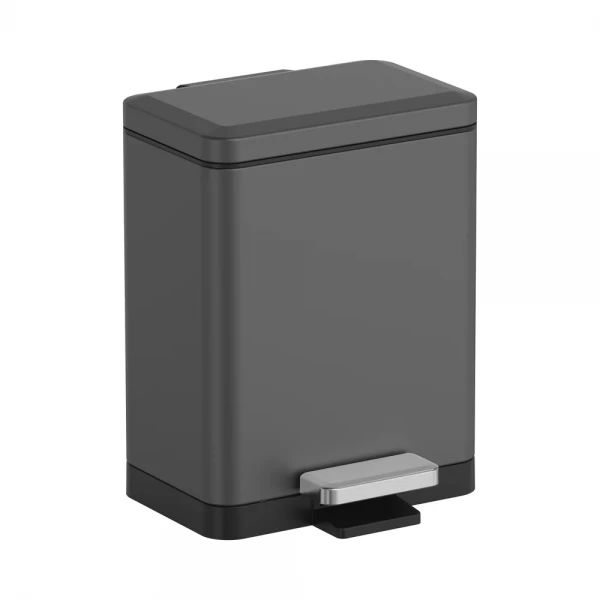 Відро для сміття з плавним закриттям прямокутне Koer TC-010315-07 15 л колір графіт (KR5604)