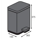 Відро для сміття з плавним закриттям прямокутне Koer TC-010315-07 15 л колір графіт (KR5604)