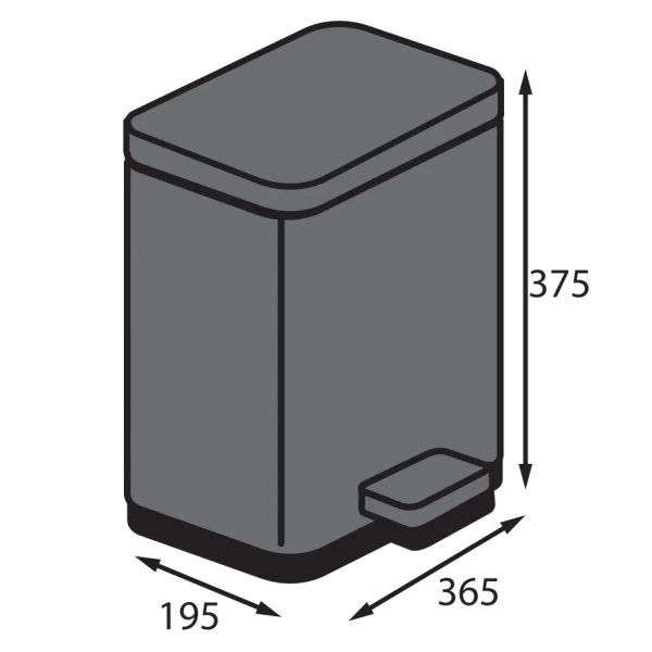 Відро для сміття з плавним закриттям прямокутне Koer TC-010315-07 15 л колір графіт (KR5604)