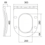 Унитаз подвесной эргономичный Koer TT-0101-T3 520x360x360mm система смыва TORNADO 3.0 (KR5615)