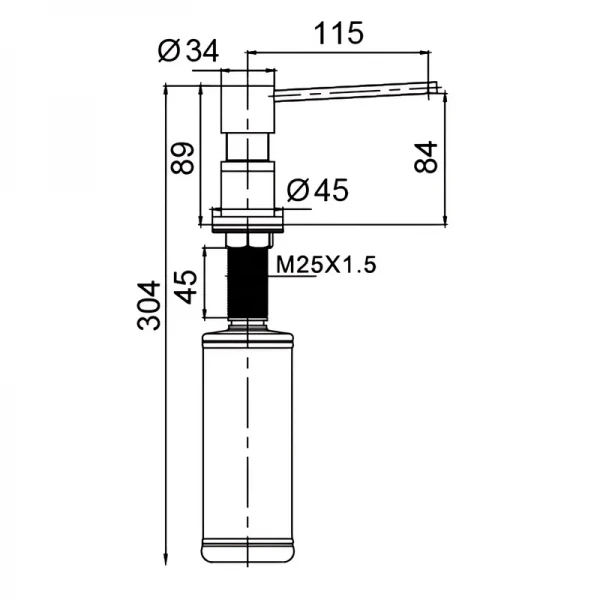 Дозатор для моющего средства врезной Koer SDB-01-05 300 мл (цвет черный) (KR5626)