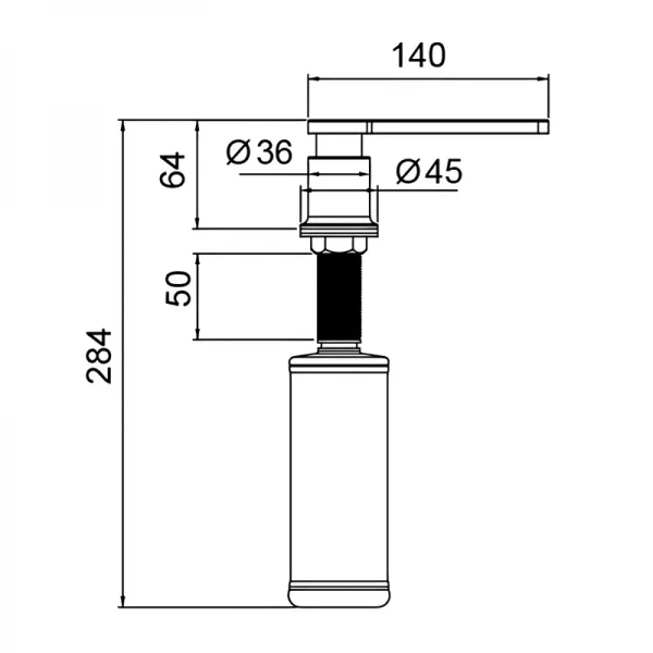 Дозатор для мийного засобу врізний Koer SDB-03-07 300 мл (колір графіт) (KR5634)
