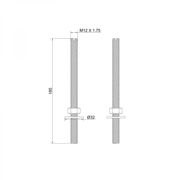 Шпильки різьбові для кріплення підвісного унітазу до інсталяції KOER KT-0702 (KR5646)