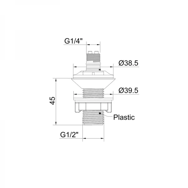 Пластиковий штуцер до наповнювальної арматури для бачка унітазу KOER KT-1402-1/2