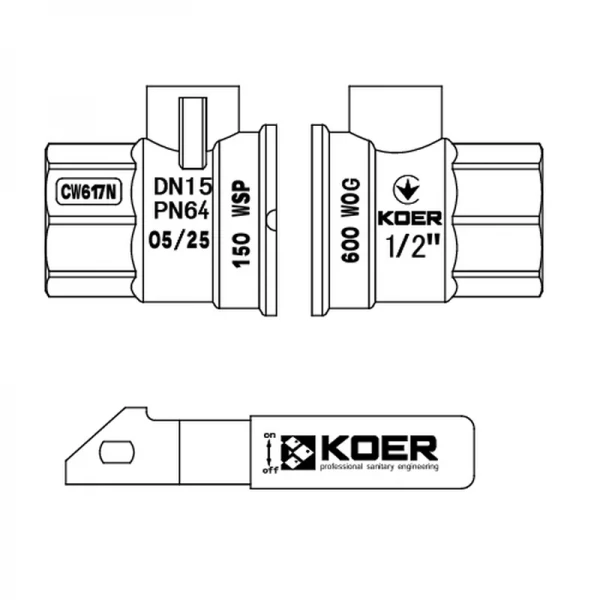 Кран кульовий ГГВ Koer Extreme KE.214-15 - 1/2
