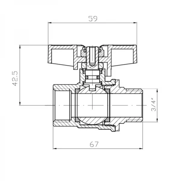 Кран шаровой ГШМ Koer Extreme KE.218-20 - 3/4