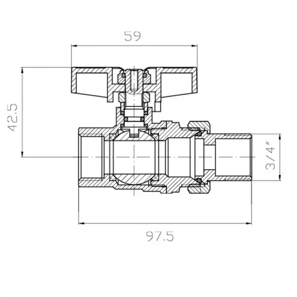 Кран з американкою Koer Extreme KE.227-20 - 3/4