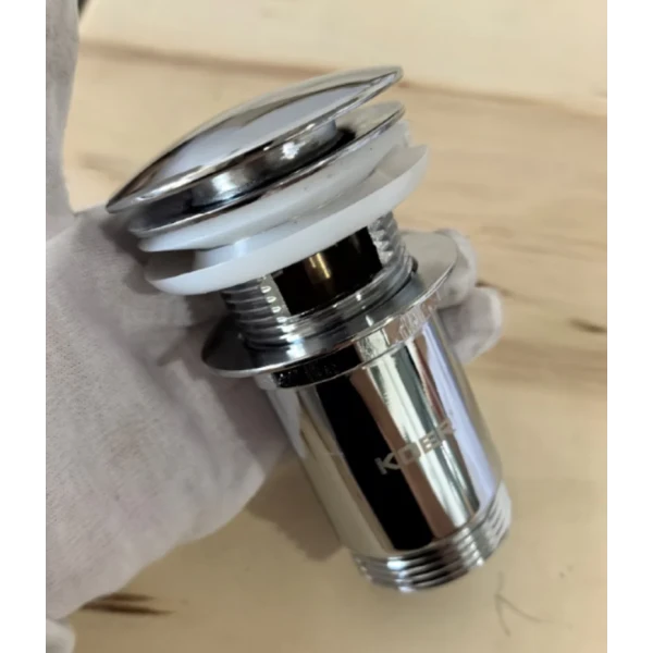 Донный клапан для раковины Koer PW-07-01 1 1/4'' с переливом автоматический СLICK-СLACK (Цвет хром) (KR5782)