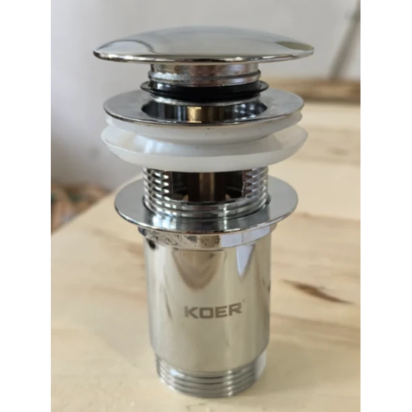Донный клапан для раковины Koer PW-07-01 1 1/4'' с переливом автоматический СLICK-СLACK (Цвет хром) (KR5782)