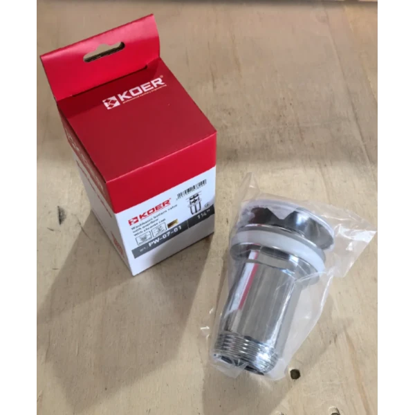 Донный клапан для раковины Koer PW-07-01 1 1/4'' с переливом автоматический СLICK-СLACK (Цвет хром) (KR5782)