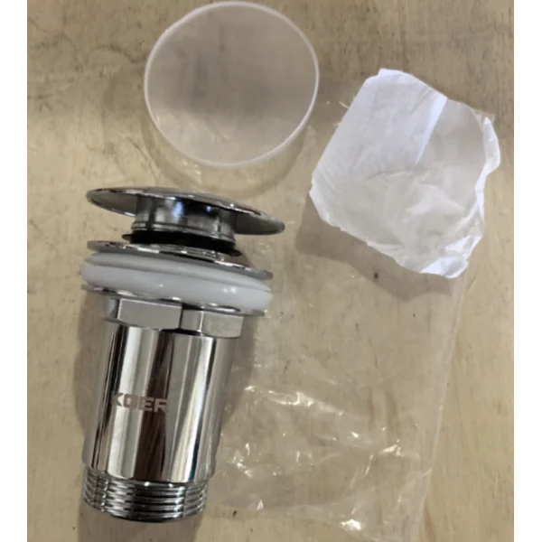Донный клапан для раковины Koer PW-07-01 1 1/4'' с переливом автоматический СLICK-СLACK (Цвет хром) (KR5782)