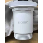 Донний клапан для раковини Koer PW-07-03 1 1/4'' з переливом автоматичний СLICK-СLACK (Колір білий) (KR5783)