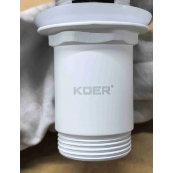 Донний клапан для раковини Koer PW-07-03 1 1/4'' з переливом автоматичний СLICK-СLACK (Колір білий) (KR5783)